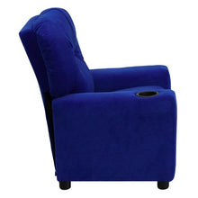 Load image into Gallery viewer, Contemporary Blue Microfiber Kids Recliner with Cup Holder
