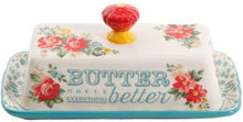 Load image into Gallery viewer, The Pioneer Woman Vintage Floral Salt and Pepper and Butter Dish Set