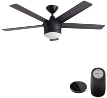 Load image into Gallery viewer, Merwry 52 in. Integrated LED Indoor Matte Black Ceiling Fan with Light Kit Works with Google Assistant and Alexa