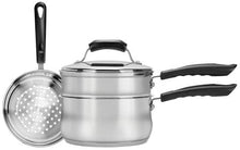 Load image into Gallery viewer, Range Kleen 3-Piece 3-Quart Sauce Pan with Lid, Steamer and Double Boiler Insert
