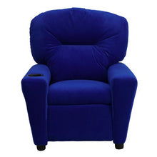 Load image into Gallery viewer, Contemporary Blue Microfiber Kids Recliner with Cup Holder