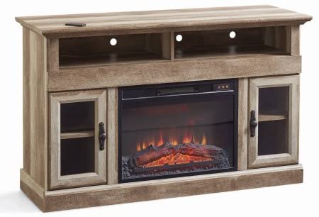 Better Homes and Gardens Crossmill Fireplace Media Console, Weathered Finish