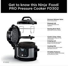 Load image into Gallery viewer, Ninja Foodi 6.5qt Pro 11-in-1 FD302 Sous Vide, Pressure Cooker, Air Fryer/Crisper, Dehydrate, Slow Cook, Steam, Make Yogurt, Bake/Roast, Sear/Sauté, and Keep Foods Warm Inside the Pot, with a Stainless Finish PLUS 2 Accessories
