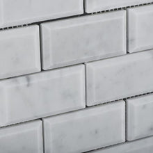 Load image into Gallery viewer, Bianco Carrara White Marble 2 X 4 Honed &amp; Beveled Brick Mosaic Tile - Lot of 50 sq. ft.