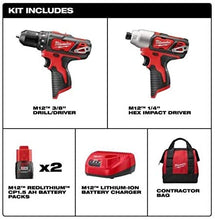 Load image into Gallery viewer, M12 12-Volt Lithium-Ion Cordless Drill Driver/Impact Driver Combo Kit (2-Tool) with Free M12 1.5Ah Battery (2-Pack)