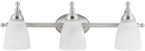 Globe Electric Light Exclusive Vanity Light, Satin Nickel Finish, Alabaster Glass Shades