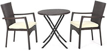 Load image into Gallery viewer, Contemporary, Modern Water Resistant Elba Outdoor 3-piece Brown Wicker Patio Garden,Round Bistro Set with Cream Cushions