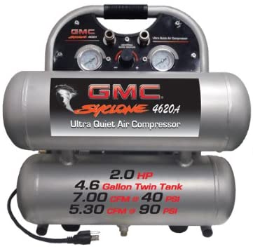 4.6 Gallon GMC SYCLONE 4620A Ultra Quiet and Oil Free Air Compressor