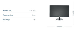 AOC e2050Swd 20-Inch Class Screen LED-Lit Computer Monitor, 1600 x 900 Resolution, 5ms, 20M:1DCR, VGA/DVI, VESA