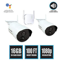 Load image into Gallery viewer, Night Owl Security 4 Channel 1080p HD Wireless Gateway with 16GB microSD Card and 2 Indoor/Outdoor Cameras, White (WG4-2OU-16SD-B)