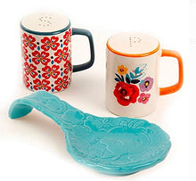 Load image into Gallery viewer, The Pioneer Woman Flea Market Turquoise Spoon Rest &amp; Salt And Pepper Set