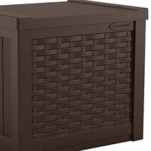 Load image into Gallery viewer, Suncast 22-Gallon Small Deck Box - Lightweight Resin Indoor/Outdoor Storage Container and Seat for Patio Cushions and Gardening Tools - Store Items on Patio, Garage, Yard - Java Brown