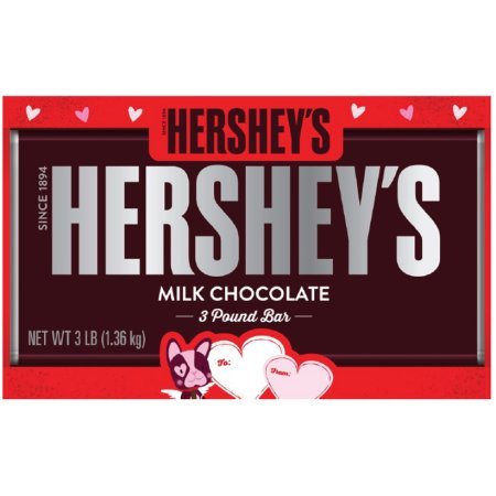 HERSHEY'S Valentine's Milk Chocolate Bar, 3 Pounds