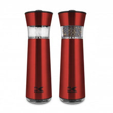 Load image into Gallery viewer, Kalorik Electric Gravity Salt and Pepper Grinder, PPG 43639 CP, Automatic Stainless Steel Spice Grinder Easy Tilt and Grind, Red