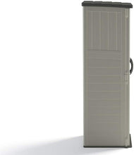 Load image into Gallery viewer, Suncast Vertical Outdoor Storage Shed for Backyards and Patios 20 Cubic ft Capacity for Tools and Garden Accessories, 22 cu, Vanilla and Stoney