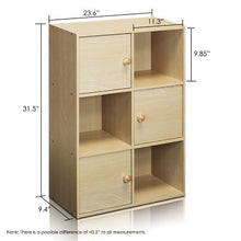 Load image into Gallery viewer, Furinno 11189SBE Pasir 3 Tier Shelf with 3 Door/Round Handle, Steam Beech