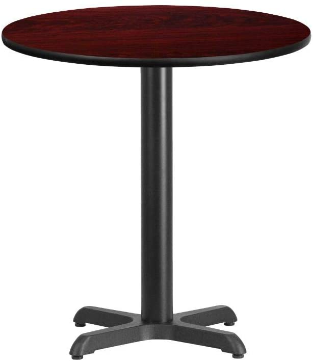 Flash Furniture Contemporary Laminate Top X-Base Restaurant Dining Table in Mahogany and Black
