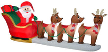 Load image into Gallery viewer, Home Accents Holiday 12 ft Pre-Lit LED Giant-Sized Inflatable Santa and Sleigh Scene