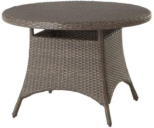 Hampton Bay Torquay Brown Round Steel Outdoor Dining Table with Wicker Top