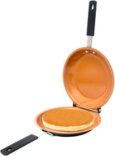 Load image into Gallery viewer, Gotham Steel Double Pan – Nonstick Copper Easy to Flip Pan with Rubber Grip Handles for Fluffy Pancakes, Perfect Omelets, Frittatas, French Toast and More! Dishwasher Safe