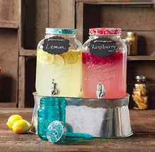 Load image into Gallery viewer, The Pioneer Woman Simple Homemade Goodness Double 1-Gallon Twin Set Drink Dispenser with Ice Bucket, 2 Mini Chalk Boards and Chalk Pencil