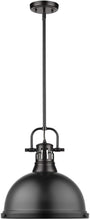 Load image into Gallery viewer, Golden Lighting 3604-L BLK Duncan Pendant, Matte Black with Matte Black Shade