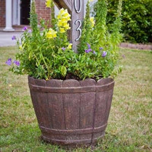 Load image into Gallery viewer, 18 in. Dia. Cast Stone Mailbox Planter in Barrel