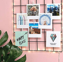 Load image into Gallery viewer, Merkury Innovations Light Up LED Photo Clip Grid with Photo Clips,Grid Panel Decorative Iron Rack Clip Photograph Wall Hanging Picture Wall, Ins Art Display PhotoWall, (Square)