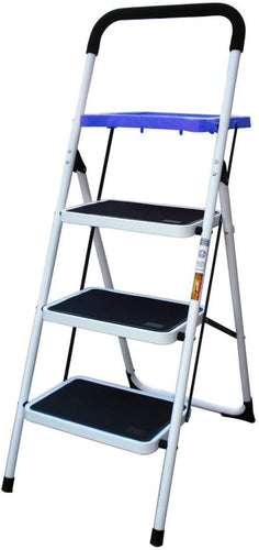 Buffalo Tools STL3TBX 3 Step Ladder with Paint Tray, White