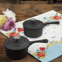 Load image into Gallery viewer, The Pioneer Woman Timeless Beauty Mini Preseason Plus Cast Iron Sauce Pans, Set of 2