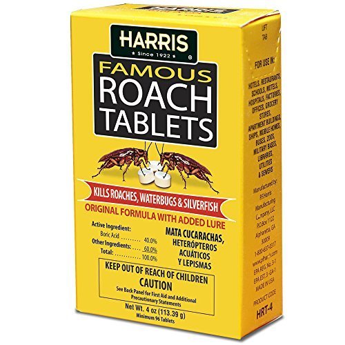 Harris Famous Roach & Silverfish Killer, 4oz Tablets - Treats a Minimum of 8 Rooms, 95+ Tablets Included