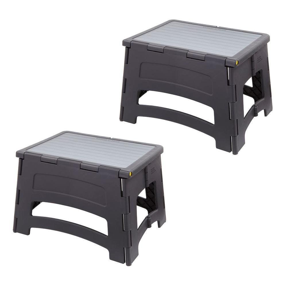 Gorilla Ladders 1-Step Plastic Folding Step Stool Ladder with a 300 lb. Capacity (2-Pack)