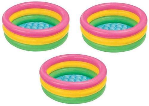 Intex Sunset Glow Inflatable Colorful Baby Swimming Pool, Multicolored, Set of 3