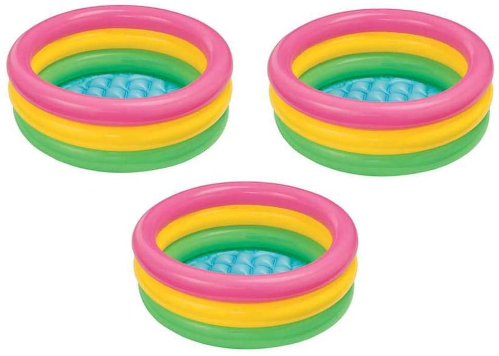 Intex Sunset Glow Inflatable Colorful Baby Swimming Pool, Multicolored, Set of 3