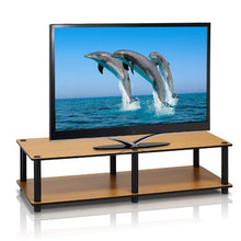 Load image into Gallery viewer, Furinno 11175LC(BK)/BK Just No Tools Wide Light Cherry Television Stand with Black Tube