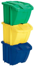 Load image into Gallery viewer, Suncast BH183PK Stackable Recycling Bin Containers &amp; Lids, Multicolored (3 Pack)