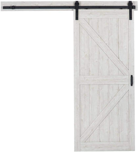36 in. x 84 in. Sandstone Oak K Design Solid Core Interior Barn Door with Rustic Hardware Kit