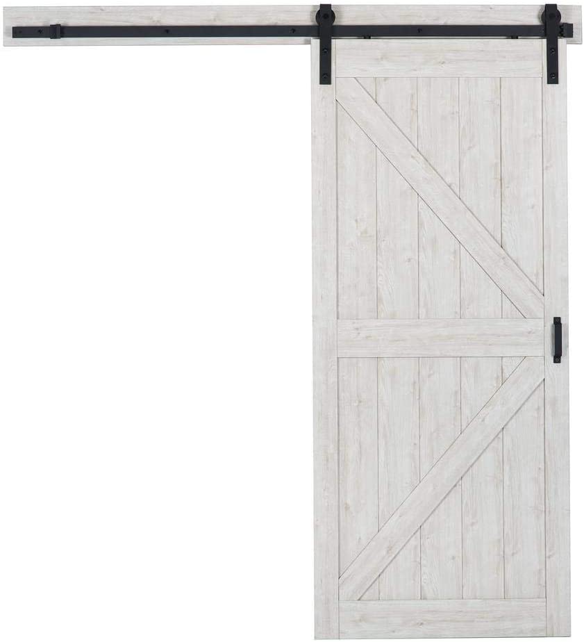 36 in. x 84 in. Sandstone Oak K Design Solid Core Interior Barn Door with Rustic Hardware Kit