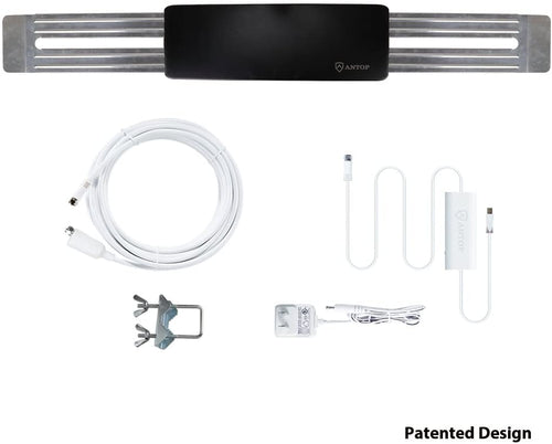 ANTOP AT-404B Wing Smartpass Amplified Outdoor/Attic TV Antenna with High Gain and Built-in 4G LTE Filter -45/65 Miles Long Range Multi-Directional Reception - 33ft Detachable Coaxial Cable
