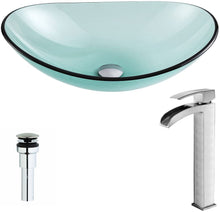Load image into Gallery viewer, Tempered Glass Vessel Sink with Single Hole Single Handle Faucet - Lustrous Green - Major Series LSAZ076-097B - ANZZI