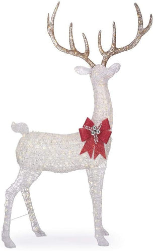 Holiday Home Accent Giant White 103 in. Christmas Deer Yard Decoration with LED Lights