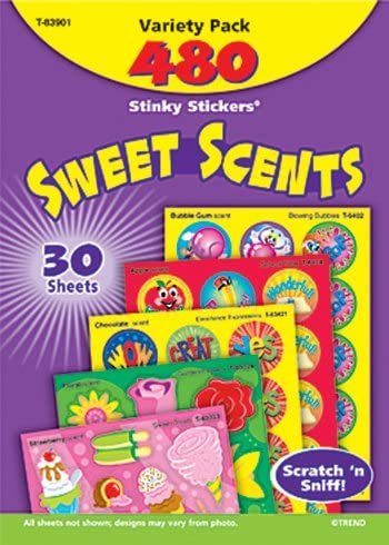 5 Pack TREND ENTERPRISES INC. STINKY STICKERS SWEET SHAPES 456/PK