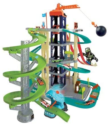 Action Packed and Thrilling AF Ultimate Dino City Garage,with 5 Die-Cast Vehicles Included,Lights and Sounds,Standing Over 3 Feet Tall and Storing up to 50 Die-Cast Vehicles,Great Gift Idea