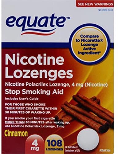 Equate Nicotine Lozenges, Cinnamon Flavor, 4 mg, 108 Count