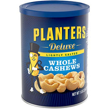 Load image into Gallery viewer, Planters Deluxe Lightly Salted Whole Cashews, 18.25oz. Resealable Canister - Lightly Salted Cashews &amp; Lightly Salted Nuts - Nutrient Dense Snacks for Adults &amp; Kids - Vegan Snacks, Kosher