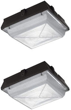 Load image into Gallery viewer, Commercial Electric Square 1-Light 20-Watt Dark Bronze LED Outdoor Flush Mount Area and Canopy Light with 2200 Lumens (2-Pack)