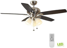 Load image into Gallery viewer, Rockport 52 in. Brushed Nickel LED Smart Ceiling Fan with Light and Remote Works with Google Assistant and Alexa