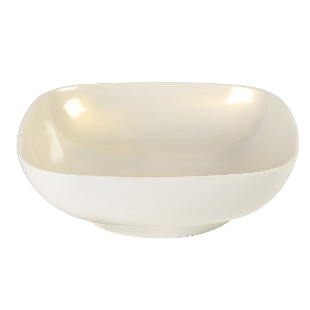 Global Goodwill Jazz Series 1-Piece Round Square Bowl, 128-Ounce, Jazz Pearl