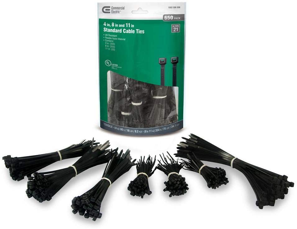 Commercial Electric Assorted Cable Ties (650-Pack)