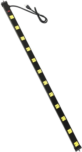 Inland ProHT 12 Outlet 4ft Power Strip 03201 with 3ft Power Cord, Metal Housing, 125V/15A, Lighted Combo Switch/Breaker, ETL Listed